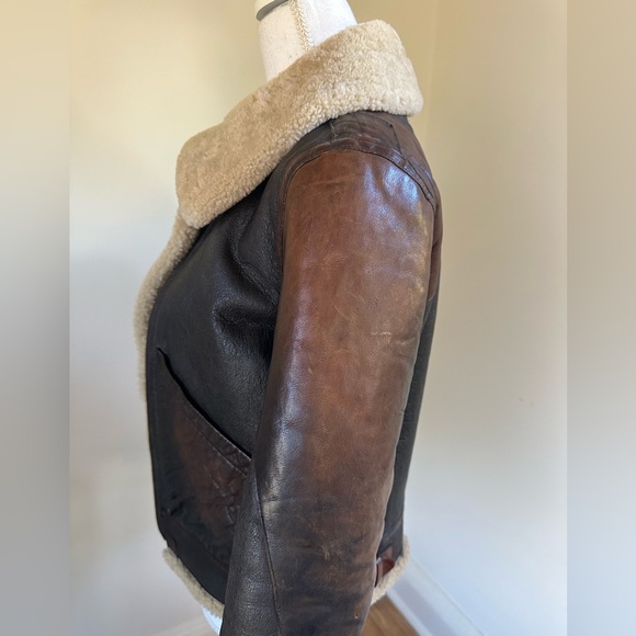 Ralph Lauren Brown Shearling Leather Aviator Bomber Jacket size Small - Picture 8 of 17